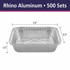 1.5 lb Oblong Aluminum Takeout & Catering Pans – 500 Pack Bulk Disposable Food Containers for Meal Prep, Restaurants & Catering – Rhino Aluminum