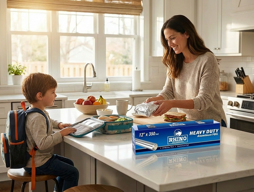 12 Inch Heavy Duty Aluminum Foil Roll – 350 Sq Ft Bulk Thick Kitchen Foil for BBQ, Baking, Roasting & Food Storage – Commercial Strength – Rhino Aluminum