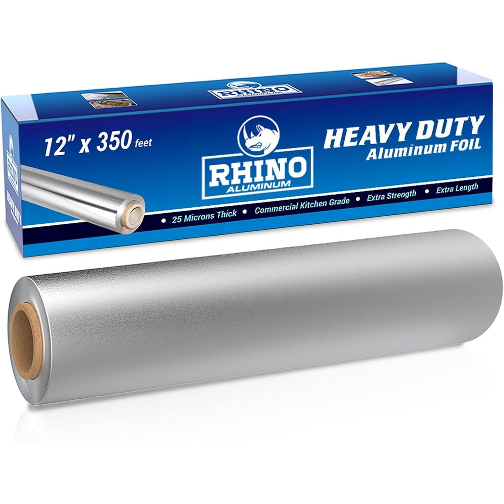 12 Inch Heavy Duty Aluminum Foil Roll – 350 Sq Ft Bulk Thick Kitchen Foil for BBQ, Baking, Roasting & Food Storage – Commercial Strength – Rhino Aluminum