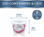 16 oz Deli Containers with Lids – 200 Count Bulk Clear Plastic Food Storage Cups for Meal Prep, Soups & Leftovers – Stackable & Leak-Resistant – Rhino Aluminum
