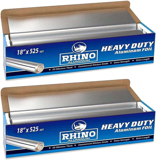 18 Inch Heavy Duty Aluminum Foil Roll – 525 Sq Ft (2 Pack)  Bulk Thick Kitchen Foil for BBQ, Grilling, Roasting & Food Storage – Extra Wide Commercial Strength – Rhino Aluminum