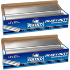 18 Inch Heavy Duty Aluminum Foil Roll – 525 Sq Ft (2 Pack)  Bulk Thick Kitchen Foil for BBQ, Grilling, Roasting & Food Storage – Extra Wide Commercial Strength – Rhino Aluminum