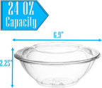 24 oz Salad Bowls To Go with Lids, 150 Pack – Clear Plastic Disposable Bowls for Salads, Meal Prep, Takeout – Commercial Bulk