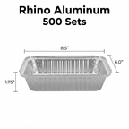 2.25 lb Oblong Aluminum Catering Pans – 500 Pack Bulk Disposable Takeout & Food Service Containers for Meal Prep & Restaurants – Rhino Aluminum