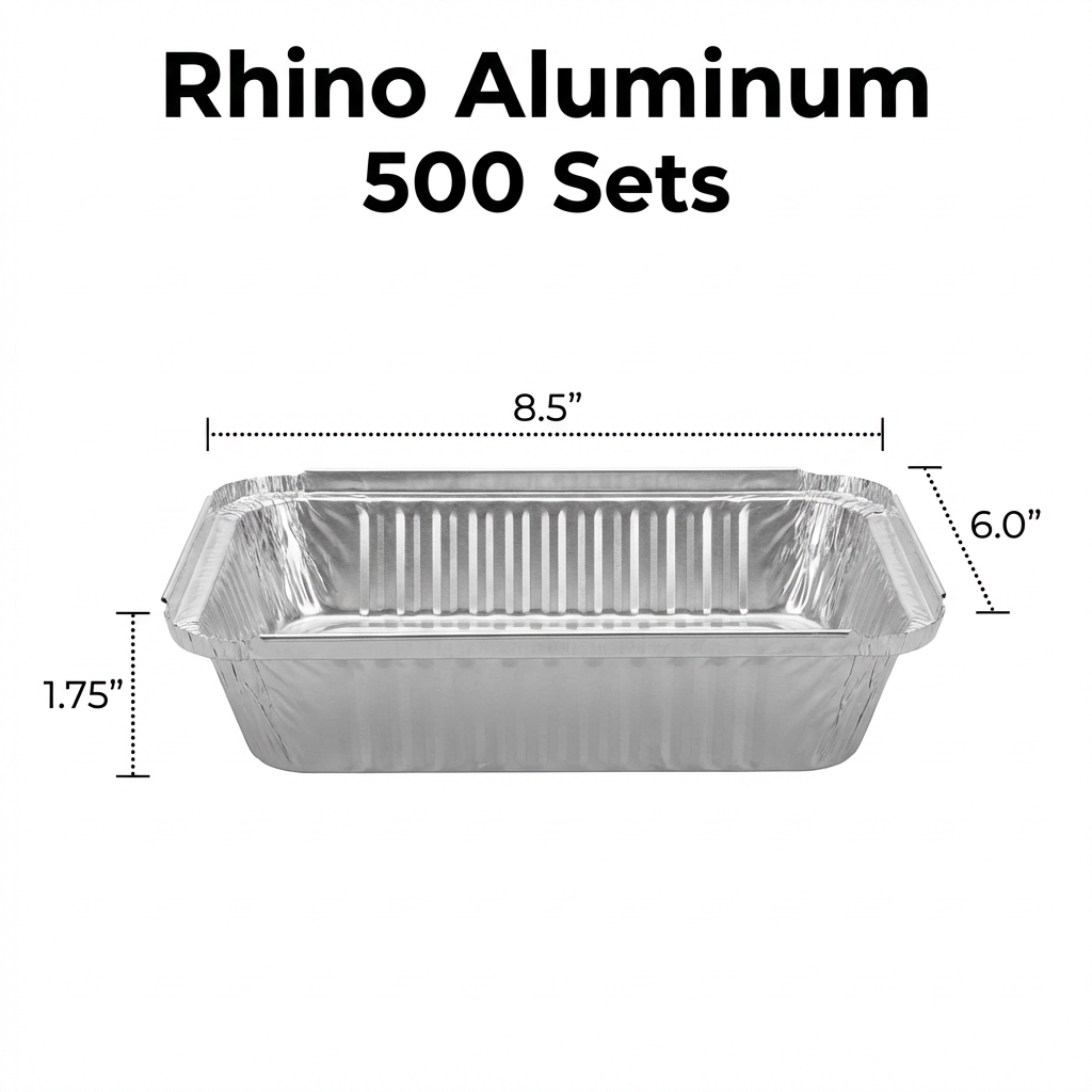 2.25 lb Oblong Aluminum Catering Pans – 500 Pack Bulk Disposable Takeout & Food Service Containers for Meal Prep & Restaurants – Rhino Aluminum