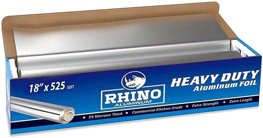 18 Inch Heavy Duty Aluminum Foil Roll – 525 Sq Ft (4 Pack)  Bulk Thick Kitchen Foil for BBQ, Grilling, Roasting & Food Storage – Extra Wide Commercial Strength – Rhino Aluminum
