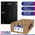 55 Gallon Heavy Duty Contractor Trash Bags – 1.5 Mil Thick – 36 x 52 Inch – 100 Count Bulk Construction & Commercial Garbage Bags – Ox Plastics