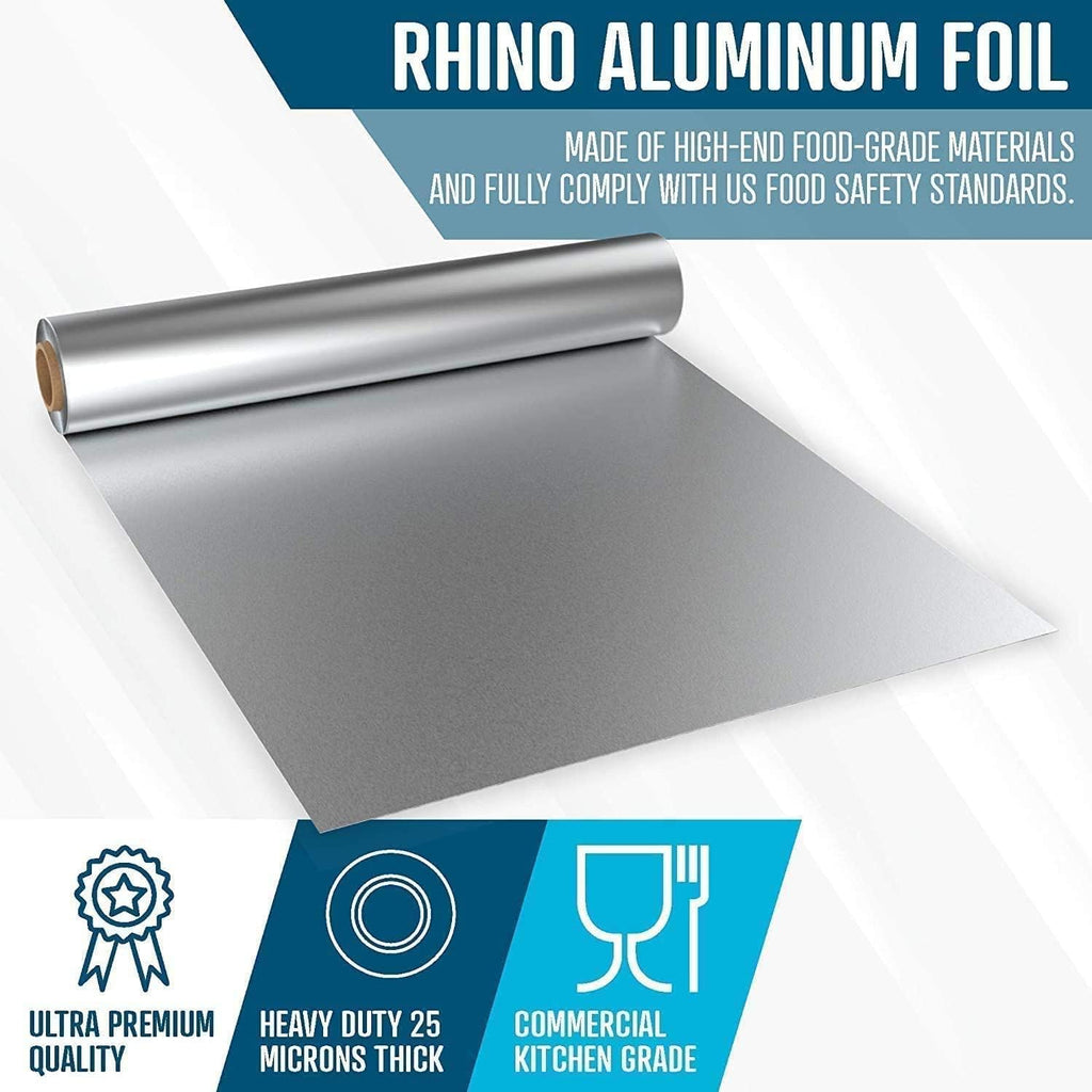 18 Inch Heavy Duty Aluminum Foil Roll – 525 Sq Ft (2 Pack)  Bulk Thick Kitchen Foil for BBQ, Grilling, Roasting & Food Storage – Extra Wide Commercial Strength – Rhino Aluminum