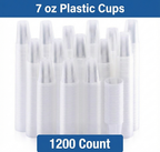 7 oz Translucent Plastic Cups – 1,200 Count Bulk Disposable Drink Cups for Water, Juice & Parties – Durable Lightweight Party Cups – Rhino Aluminum