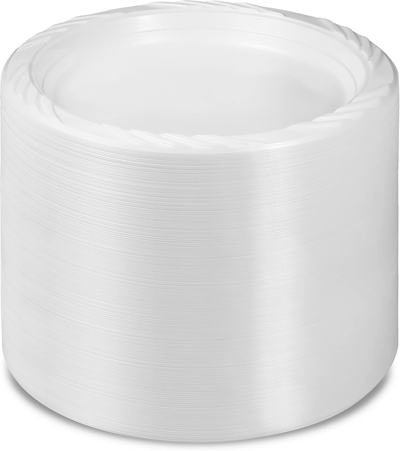 9 Inch Plastic Plates – 400 Count Bulk Disposable Dinner Plates for Parties, BBQs & Catering – Heavy Duty White Plates – Rhino Aluminum