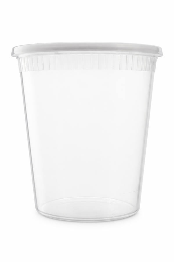 32 oz Deli Containers with Lids, 240 Pack – Clear Plastic Soup Cups, Food Storage, Meal Prep – Commercial Grade Bulk