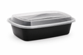 32 oz Meal Prep Containers with Lids, 150 Pack – Black Rectangle Microwave-Safe Takeout, Disposable Food Storage – Commercial Bulk