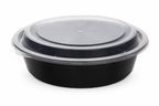 32 oz Round Meal Prep Containers with Lids, 150 Pack – Black Microwave-Safe Soup Bowls, Takeout Containers – Commercial Bulk
