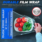 18 Inch Commercial Plastic Food Wrap Roll – 2000 Ft Bulk Heavy Duty Cling Film for Restaurants, Catering, Meal Prep & Food Storage – Clear Stretch Wrap- Duck Plastic Wrap