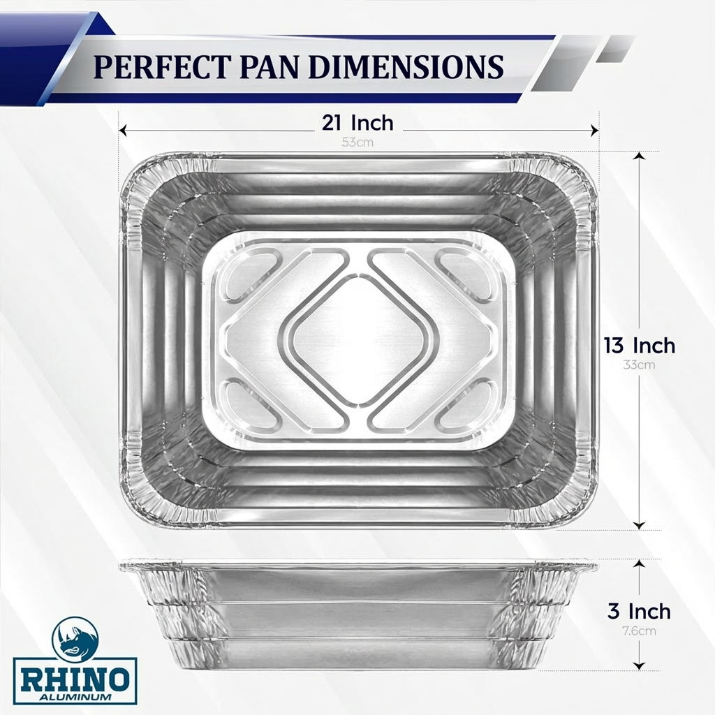 Full Size Aluminum Foil Pans – Deep 3 Inch Depth – 50 Count Bulk Disposable Steam Table Trays for Catering, Roasting & Large Batch Cooking – Rhino Aluminum