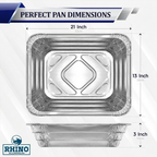 Full Size Aluminum Foil Pans – Deep 3 Inch Depth – 50 Count Bulk Disposable Steam Table Trays for Catering, Roasting & Large Batch Cooking – Rhino Aluminum