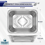 Full Size Aluminum Foil Pans – Shallow 1.25 Inch Depth – 50 Count Bulk Disposable Steam Table Trays for Catering, Baking & Food Service – Rhino Aluminum
