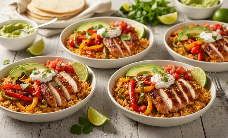 Baked chicken fajita bowls