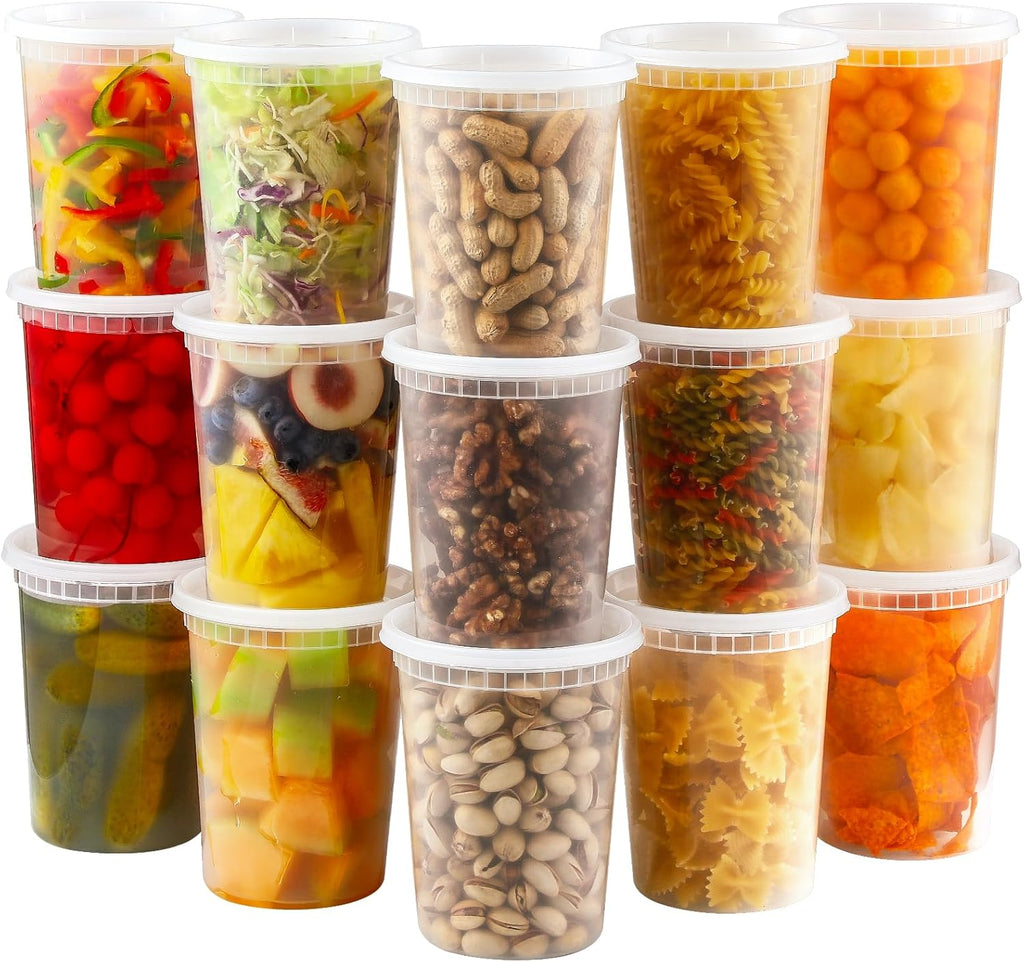 16 oz Deli Containers with Lids – 200 Count Bulk Clear Plastic Food Storage Cups for Meal Prep, Soups & Leftovers – Stackable & Leak-Resistant – Rhino Aluminum