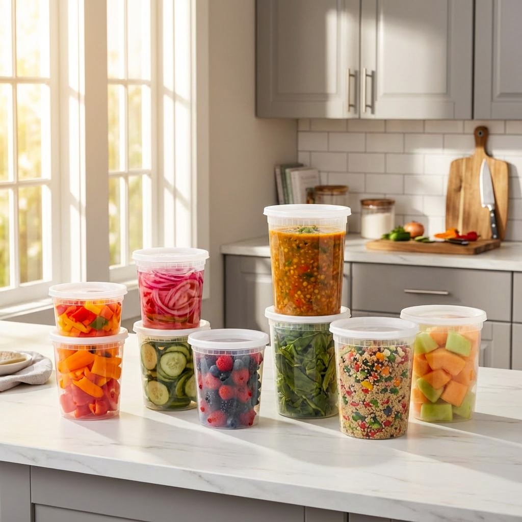 16 oz Deli Containers with Lids – 200 Count Bulk Clear Plastic Food Storage Cups for Meal Prep, Soups & Leftovers – Stackable & Leak-Resistant – Rhino Aluminum