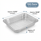 Half Size Aluminum Foil Pans – Deep 3 Inch Depth – 50 Count Bulk Disposable Catering Trays for Baking, Roasting & Large Batch Cooking – Rhino Aluminum