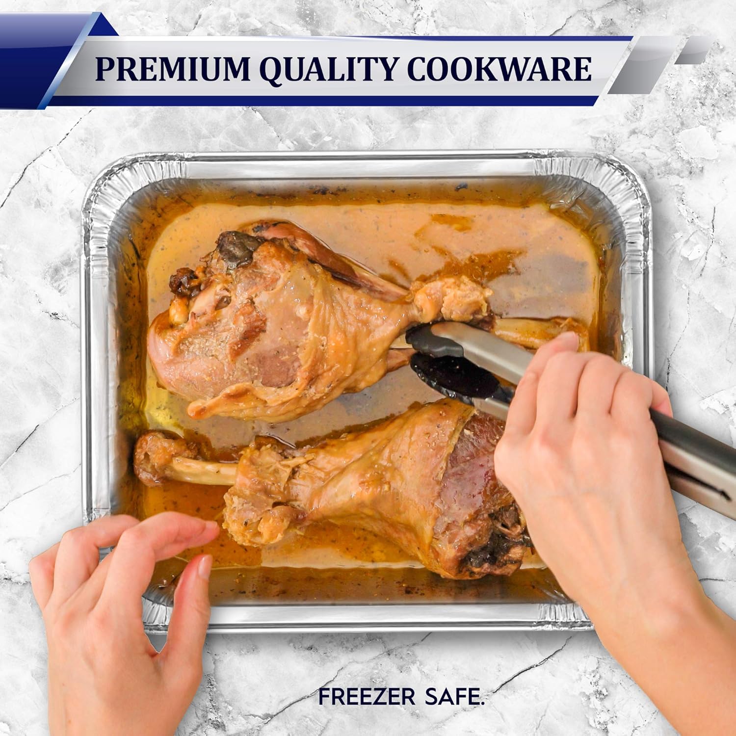 Half Size Aluminum Foil Pans – Deep 3 Inch Depth – 100 Count Bulk Disposable Catering Trays for Baking, Roasting & Large Batch Cooking – Rhino Aluminum