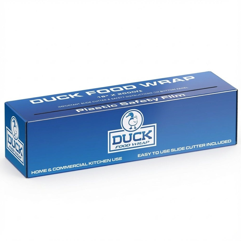 18 Inch Commercial Plastic Food Wrap Roll – 2000 Ft Bulk Heavy Duty Cling Film for Restaurants, Catering, Meal Prep & Food Storage – Clear Stretch Wrap- Duck Plastic Wrap