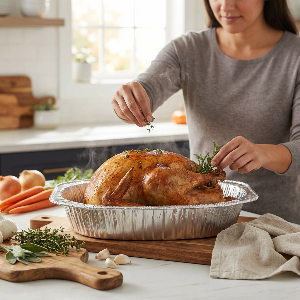 Oval Turkey Aluminum Trays – 50 Pack Bulk Disposable Roasting Pans for Turkey, Large Roasts & Holiday Meals – Heavy Duty Catering Trays – Rhino Aluminum