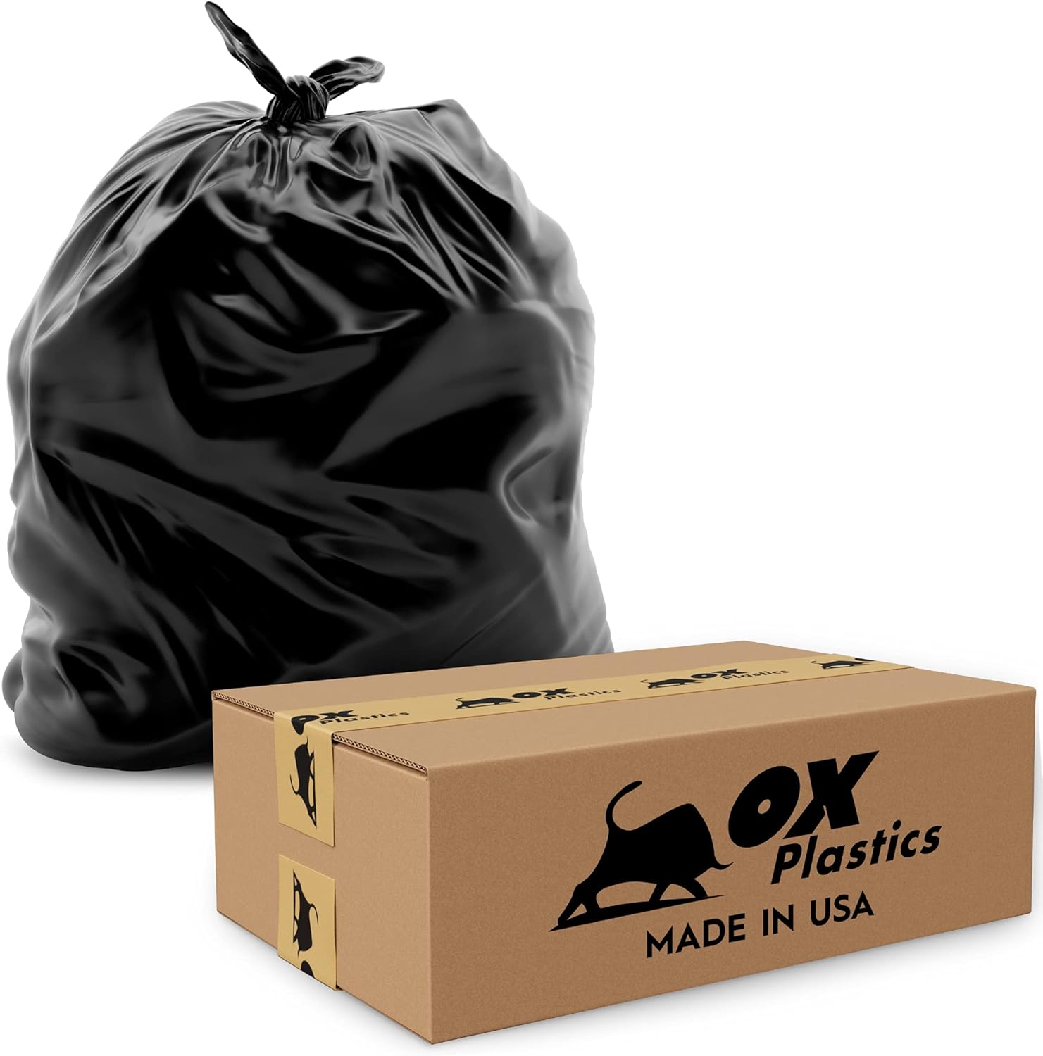 13 Gallon Heavy Duty Kitchen Trash Bags – 2 Mil Thick – 24 x 30 Inch – 200 Count Bulk Garbage Bags for Home, Office & Commercial Use – Ox Plastics