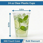 24 oz Clear Plastic Cups – 1,000 Count Bulk Disposable Drink Cups for Iced Coffee, Cold Beverages & Parties – Durable & Stackable – Rhino Aluminum