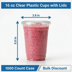 16 oz Iced Coffee Cups with Lids, 1000 Pack – Clear Plastic To Go Cups for Coffee, Cold Drinks, Smoothies – Commercial Grade Bulk