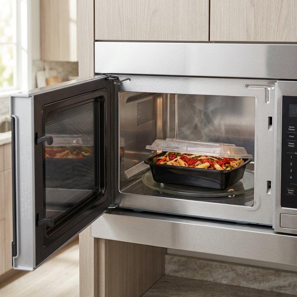 16 oz Black Rectangle Microwave Containers with Lids – 150 Set Bulk Meal Prep & Takeout Food Storage Containers – Stackable, Leak-Resistant & Reheatable – Rhino Aluminum