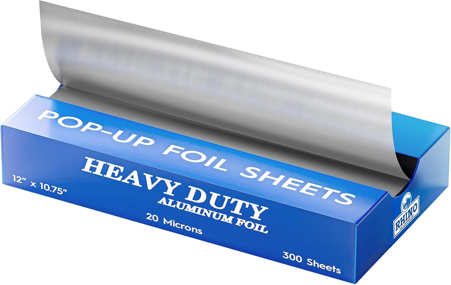 12 x 10.75 Inch Heavy Duty Aluminum Pop-Up Foil Sheets – 300 Count Bulk Pre-Cut Foil for Grilling, Baking, Wrapping & Food Storage – Commercial Strength – Rhino Aluminum