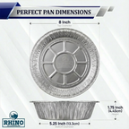 8 Inch Round Aluminum Foil Pans – 100 Count Bulk Disposable Baking & Catering Trays for Cakes, Pies & Meal Prep – Rhino Aluminum