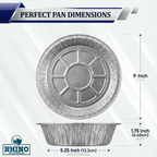 9 Inch Round Aluminum Foil Pans – 50 Count Bulk Disposable Baking & Catering Trays for Cakes, Pies & Meal Prep – Rhino Aluminum