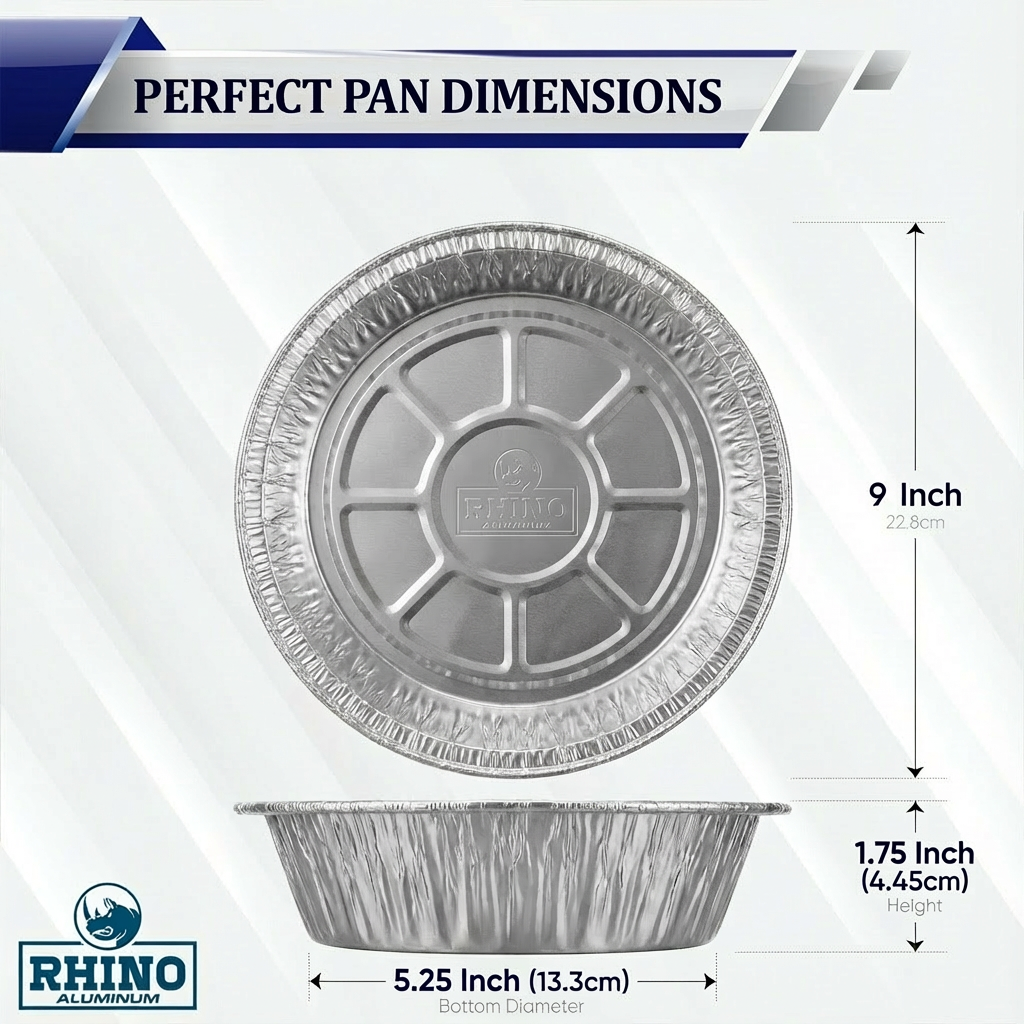9 Inch Round Aluminum Foil Pans – 100 Count Bulk Disposable Baking & Catering Trays for Cakes, Pies & Meal Prep – Rhino Aluminum
