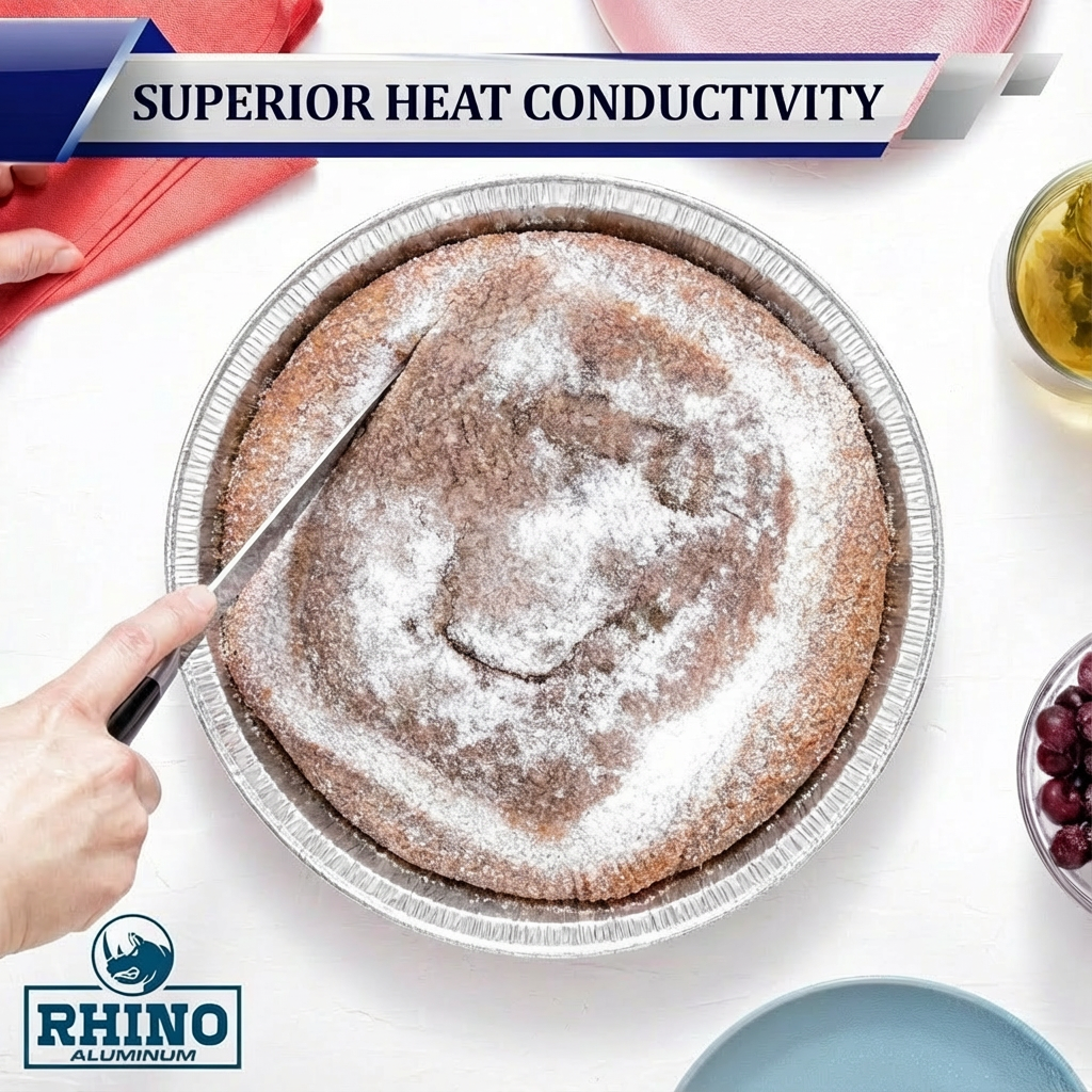 8 Inch Round Aluminum Foil Pans – 100 Count Bulk Disposable Baking & Catering Trays for Cakes, Pies & Meal Prep – Rhino Aluminum