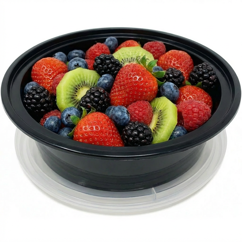 32 oz Black Round Microwave Containers with Lids – 150 Set Bulk Meal Prep & Takeout Food Storage Containers – Stackable, Leak-Resistant & Reheatable – Rhino Aluminum