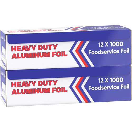 12 Inch Heavy Duty Aluminum Foil Roll – 1000 Ft (2 Pack) Bulk Thick Foodservice Aluminum Foil for BBQ, Catering, Roasting & Food Storage – Commercial Grade