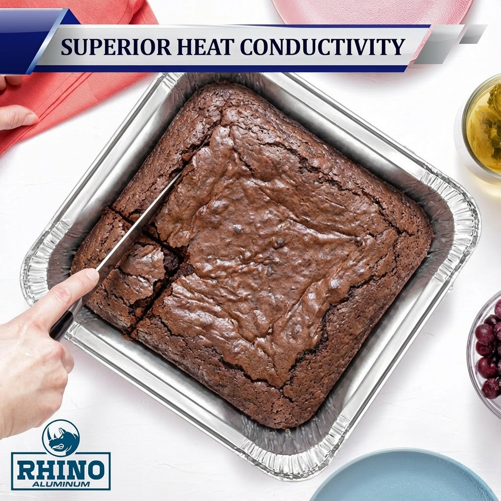 9 x 9 Inch Square Aluminum Foil Pans – 50 Count Bulk Disposable Baking & Catering Trays for Brownies, Casseroles & Meal Prep – Rhino Aluminum