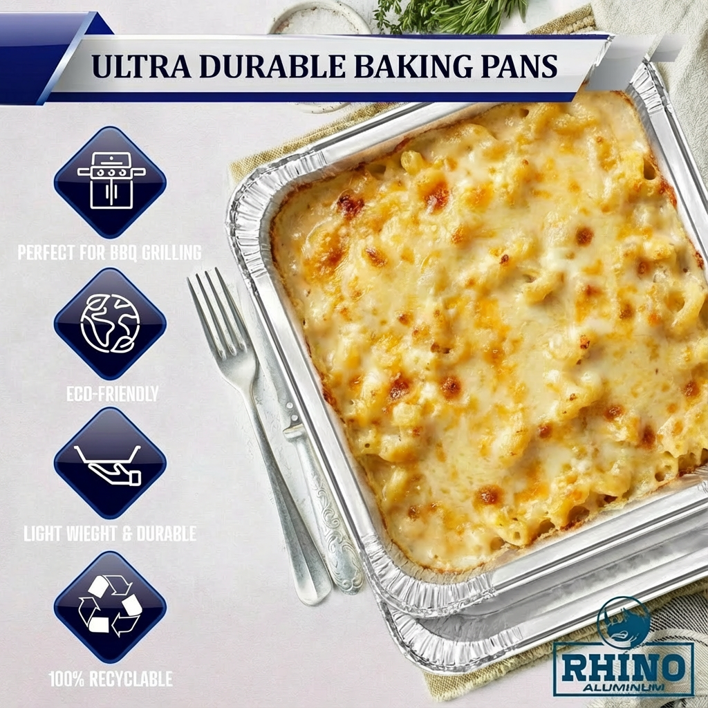 9 x 9 Inch Square Aluminum Foil Pans – 50 Count Bulk Disposable Baking & Catering Trays for Brownies, Casseroles & Meal Prep – Rhino Aluminum